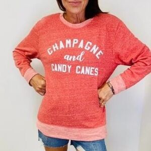 Champagne and Candy Cane Lightweight Sweatshirt size Large